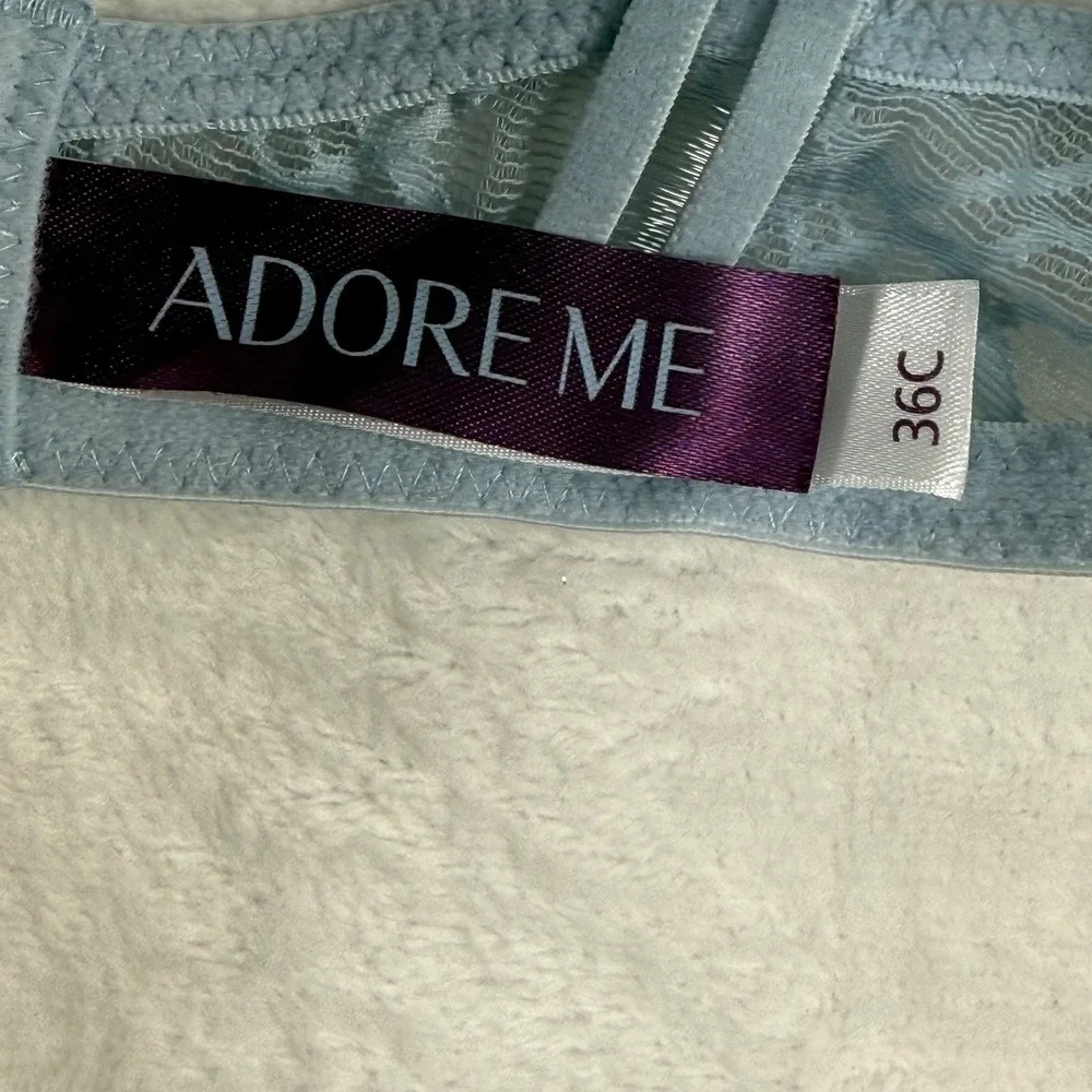 Adore Me Womens 36C Dusty Blue Plaid Lace Unlined Balconette Bra‎ BR-09245-BAL